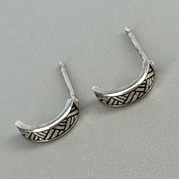 Chic Sterling Silver Tiny Huggie Hoops - Delicate Half Hoop Earrings - Picture 14 of 16